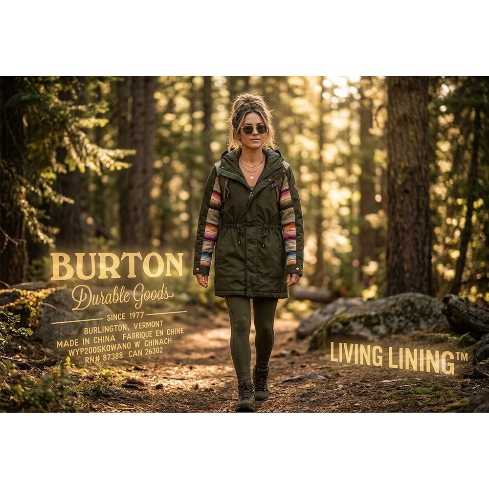 Burton Durable Goods Olive Utility Jacket Southwestern Boho parka Winter‎ tribal